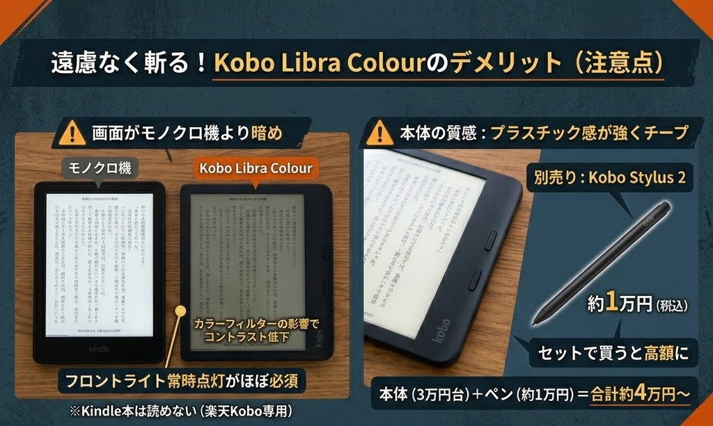 Kobo Libra Colour のデメリット