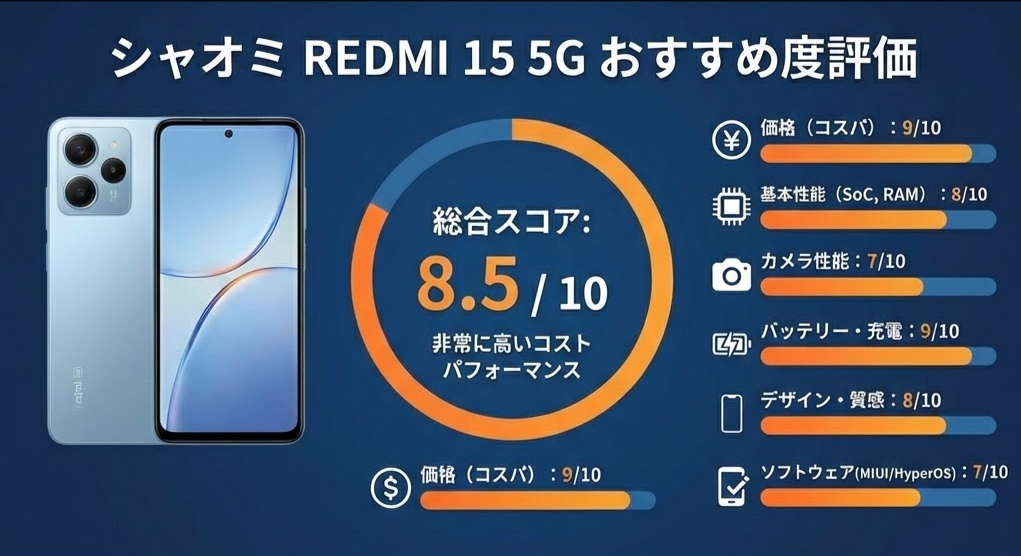 シャオミ REDMI 15 5Gのおすすめ度