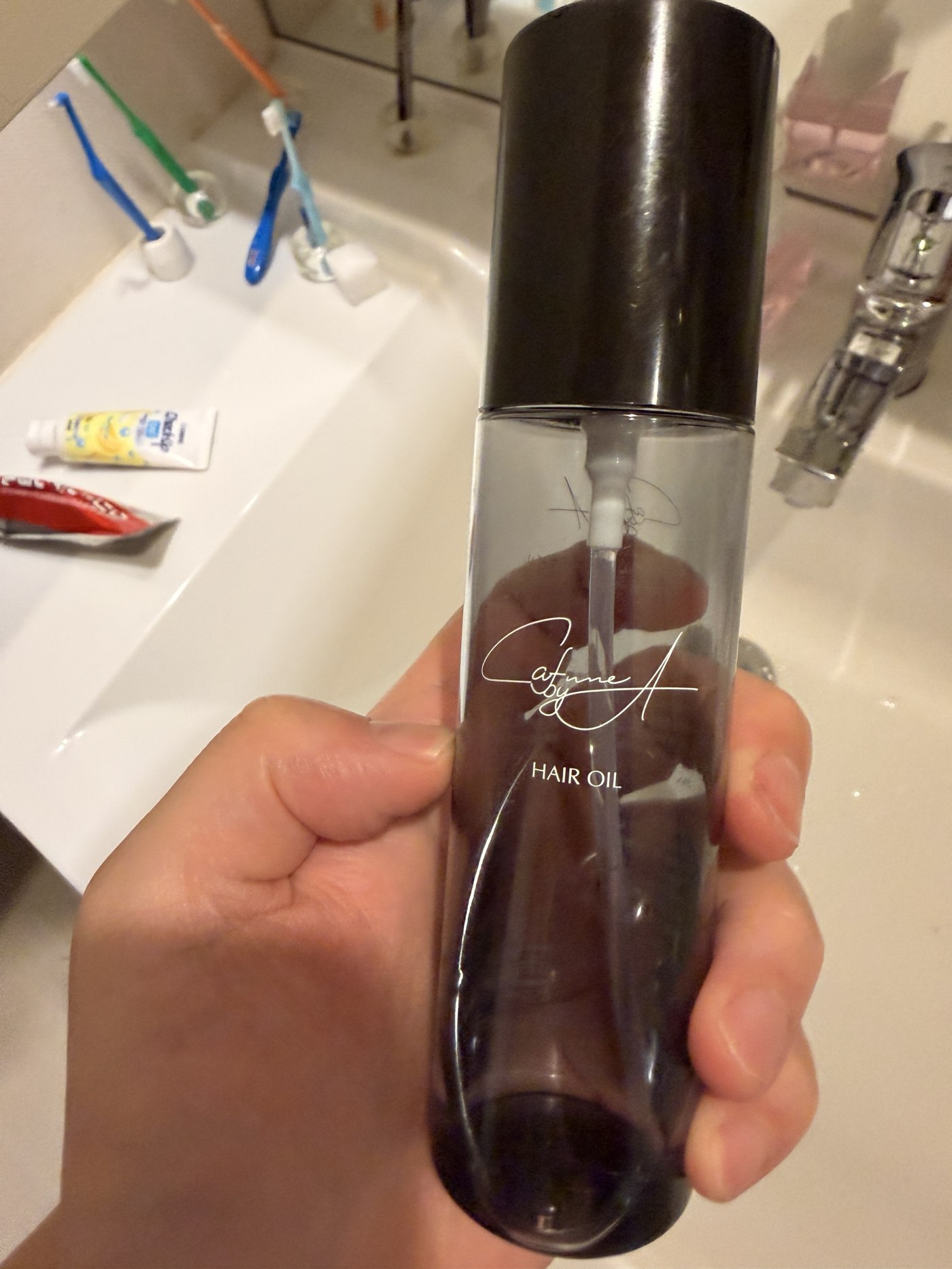CAFUNE byA ヘアオイルの実物(ほぼ使い切ったボトル)